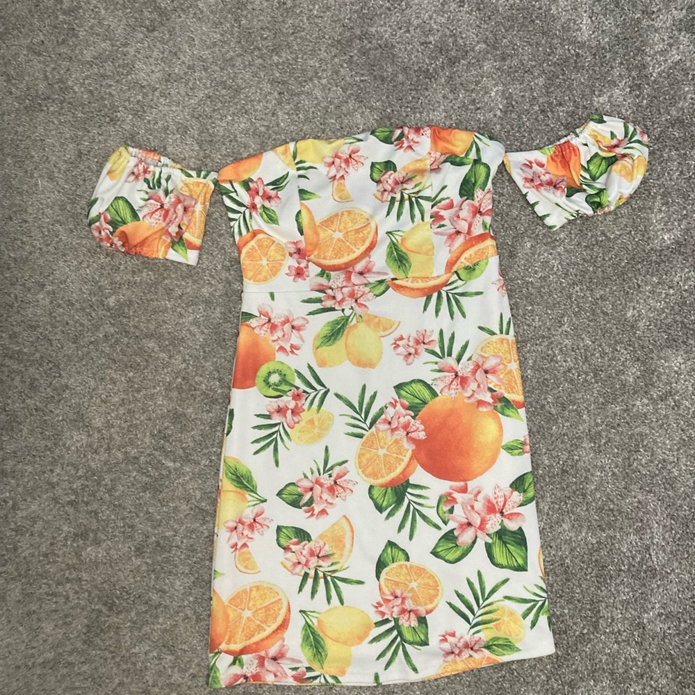 Off shoulder fruit dress